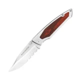 Winchester Checkered Wood and Stainless SIngle Blade, with ComboEdge