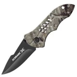 Schrade Folder with Camo Coated Stainless Handle and Black Blade