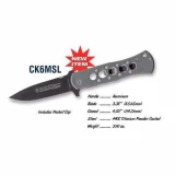 Smith & Wesson Ex Ops, Silver Aluminum Handle, Black Blade, Plain