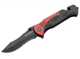 Magnum by Boker Fire Chief, Red/Black Handle, Black Blade, Serrated