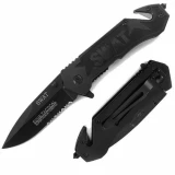 Swat Stainless Steel Easy Open Single Blade Partially Serrated Pocket