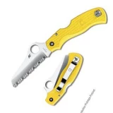 Spyderco Saver Salt Knife with Yellow Handle and ComboEdge Blade