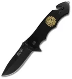 Fury Sporting Cutlery TacAssisted Opening, Fire Medallion, Black Alumi