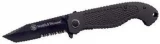 Smith & Wesson Rubber Coated Steel Liner Knife Partially Serrated Folder, CKTACBS