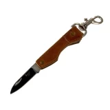 Fury Sporting Cutlery Leather Handle, Plain Edge Pocket Knife w/Key Ho