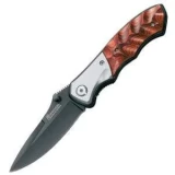 Magnum by Boker High Peak Knife with Wood Handle and Black Plain Edge