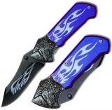 Custom Tribal Folding Knife - Tactical Steel Handle, Wolf