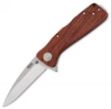 SOG Knives Twitch XL Rosewood Handle, Satin Drop Point Straight Single Blade Pocket Knife, Clam Pack