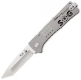 SOG Knives SlimJim Satin Single Straight Blade Lockback Tanto Knife, C