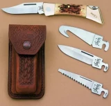Case Cutlery XX-Changer Gut Hook Amber Bone Single Pocket Knife Gift Set