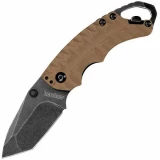 Kershaw Knives Shuffle II, Tan FRN Handle, Blackwash Tanto Plain w/Clip