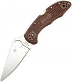 Spyderco Delica 4 Pocket Knife (Brown FRN Handle, Plain Edge)
