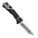 SOG Trident Elite Single Blade Folder, Black Handle, Satin Tanto Plain w/Clip