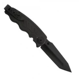 SOG Zoom Mini Folder Knife, Black Handle, Black Tanto Plain w/Clip