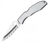 Spyderco Endura 4 Pocket Knife (Stainless Steel Handle, Fully Serrated Edge)