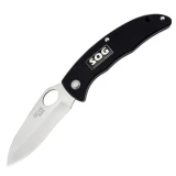 SOG Knives Slipzilla Satin Drop Point Straight Single Blade Pocket Knife, Clam Pack
