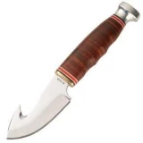 Ka-bar Knives Game Hook Knife with Stacked Leather Handle and Leather