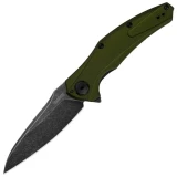 Kershaw Bareknuckle, 3.5" 14C28N BlackWash Blade, Olive Aluminum Handle - 7777OLBW