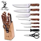 Elk Ridge 9 Piece Kitchen Knife Set with Wood Block ER-929