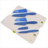 3-Pc Knife Set w/ Cutting Board (Blue)