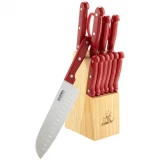 Knife Block Set 13 Piece Stanless Steel - Red