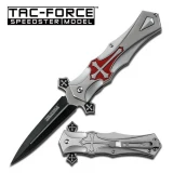 Tac-Force Assisted 4.0 in Blade Red-Silver Aluminum Hndl TF-817RD