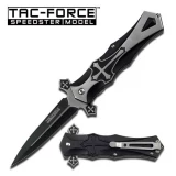 Tac-Force Assisted 4.0 in Blade Black-Silver Aluminum Hndl TF-817BK