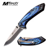 Mtech USA Assisted 3.25 in Blade Blue Stainless Hndl MT-A1005BL