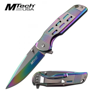MTech USA Assisted 3.5 in Blade Rainbow Stainless Hndl MT-A1019RB