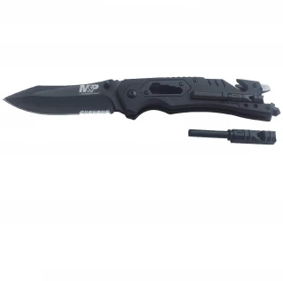 Smith & Wesson MP Dual Assisted Opening Knife, 3.5" Combo Blade Black Plastic Handle