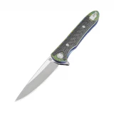 Artisan Shark Folder 3.94 in Fancy Green Titanium Hndl S35VN 1707G-BU02