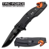 Tac-Force Assisted 3.0 in Blade Black-Orange Aluminum Hndl TF-525EM
