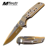 MTech USA Assisted 3.5 in Blade Gold Stainless Hndl MT-A1019GD