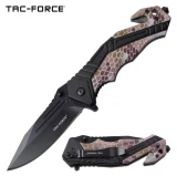 Tac-Force Assisted 3.5 in Blade Tan Camo Aluminum Hndl TF-1006CA