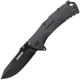 Schrade U.G. Folding Knife, 3.43" Black Blade, Rubber Handle, Firestar