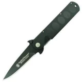 Smith & Wesson Tactical Knife, Black Blade, Black Aluminum Handle, Pla