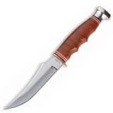 Ka-bar Knives Skinner Knife with Stacked Leather Handle and Leather Sheath