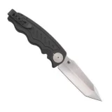 SOG Zoom Single Blade Folder Knife, Black Aluminum Handle, Satin Tanto Plain w/Clip