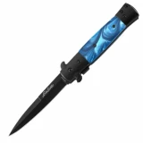 Stiletto Spring Assisted Knife - Blue Pearl Handle