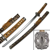 Samurai Sword with Cheetah Polyurethane Wrapped Scabbard