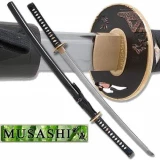 Musashi - 1060 Carbon Steel - Polished Ryoushi Tsuba - Black