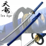 Hand Forged Carbon Steel Katana with Real Ray Skin - Blue