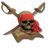 Pirates Of The Caribbean Skeleton Map Base W/ 2 Swords
