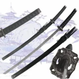 37" Samurai Warrior Katana Sword w/ Black Scabbard
