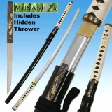 Bushido Musashi - Zetsurin Sword W/ Knife Full Tang - Black Saya