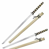 Training Wood Sword w/ Aluminum Blade and Black Cord Wrapped Handle