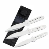 3 Pc Silver Stainless Steel Throwing Knives with Sheath