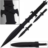 Ninja Sword & Throwing Knives Set Night Ops Covert w Sheath