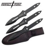 3Pc All Black Throwing Knife Set With Velcro Carrying Case