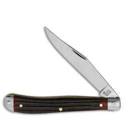 Queen Cutlery Work Horse Slim Line Trapper Traditional Pocket Knife 4.125" Brown